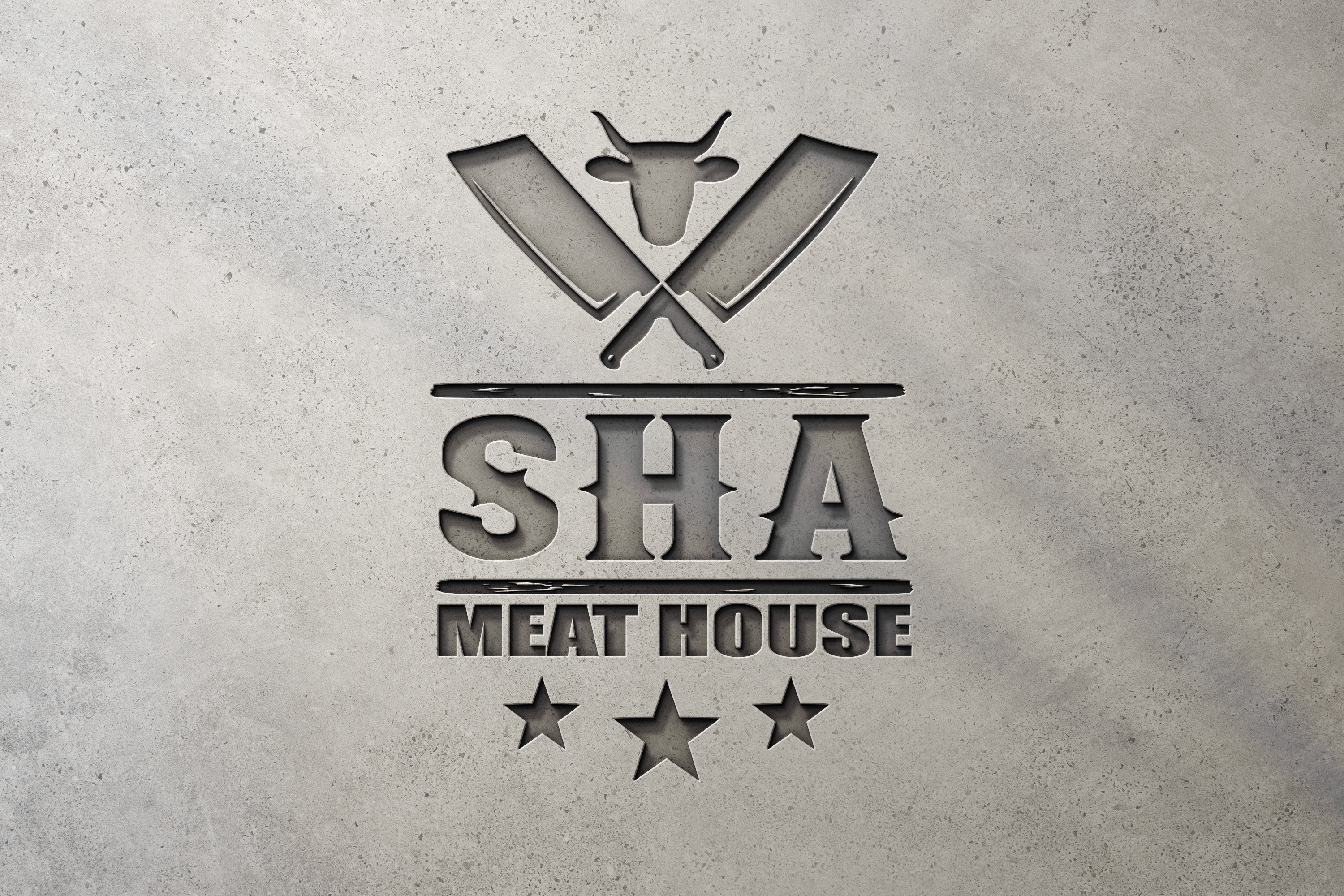 Logo Design SHA Meat House Mockup